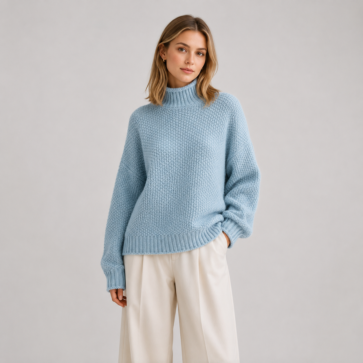 Women's Relaxed Sweater Comfortable Long Sleeve Knitwear 8