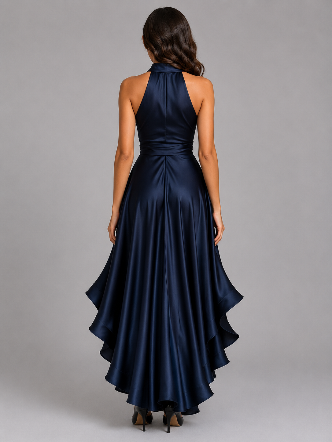 Women's Satin Halter Maxi Dress UK – Evening Gown – The Florisande – image 2