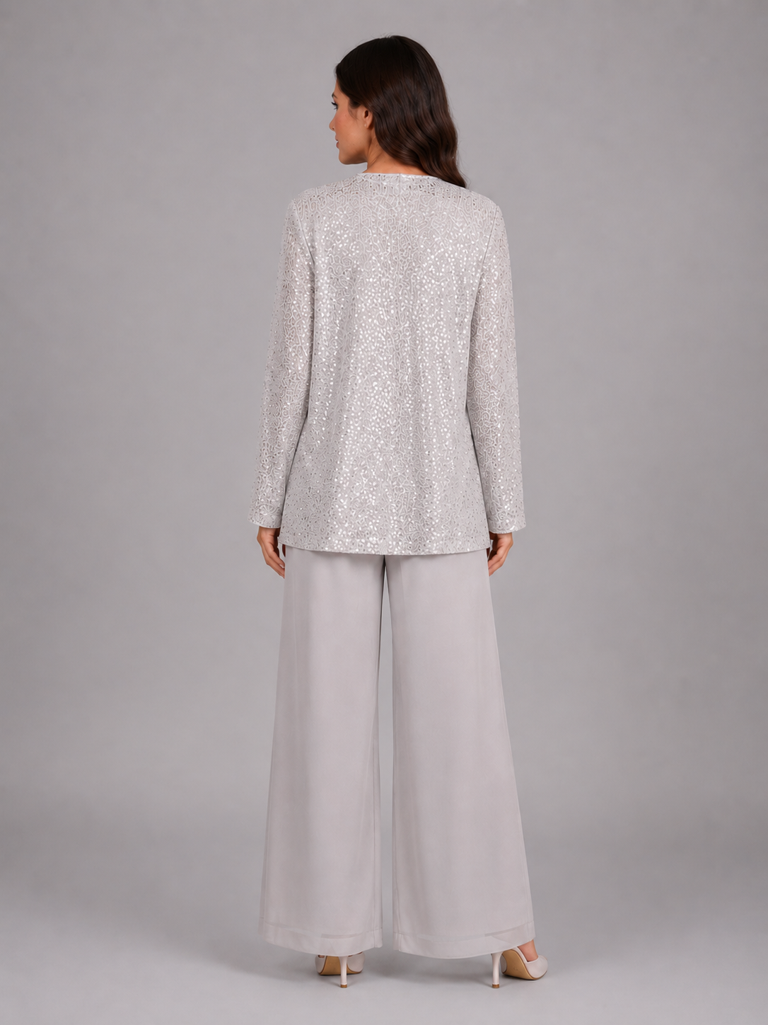 Women's Sequin Trouser Suit UK – three-piece occasion, view 2
