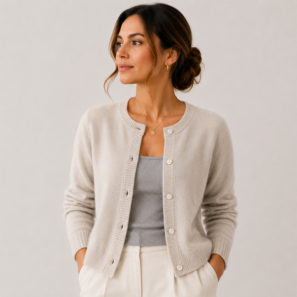 Women's Soft Knit Cardigan Classic Button Front Long Sleeve 5