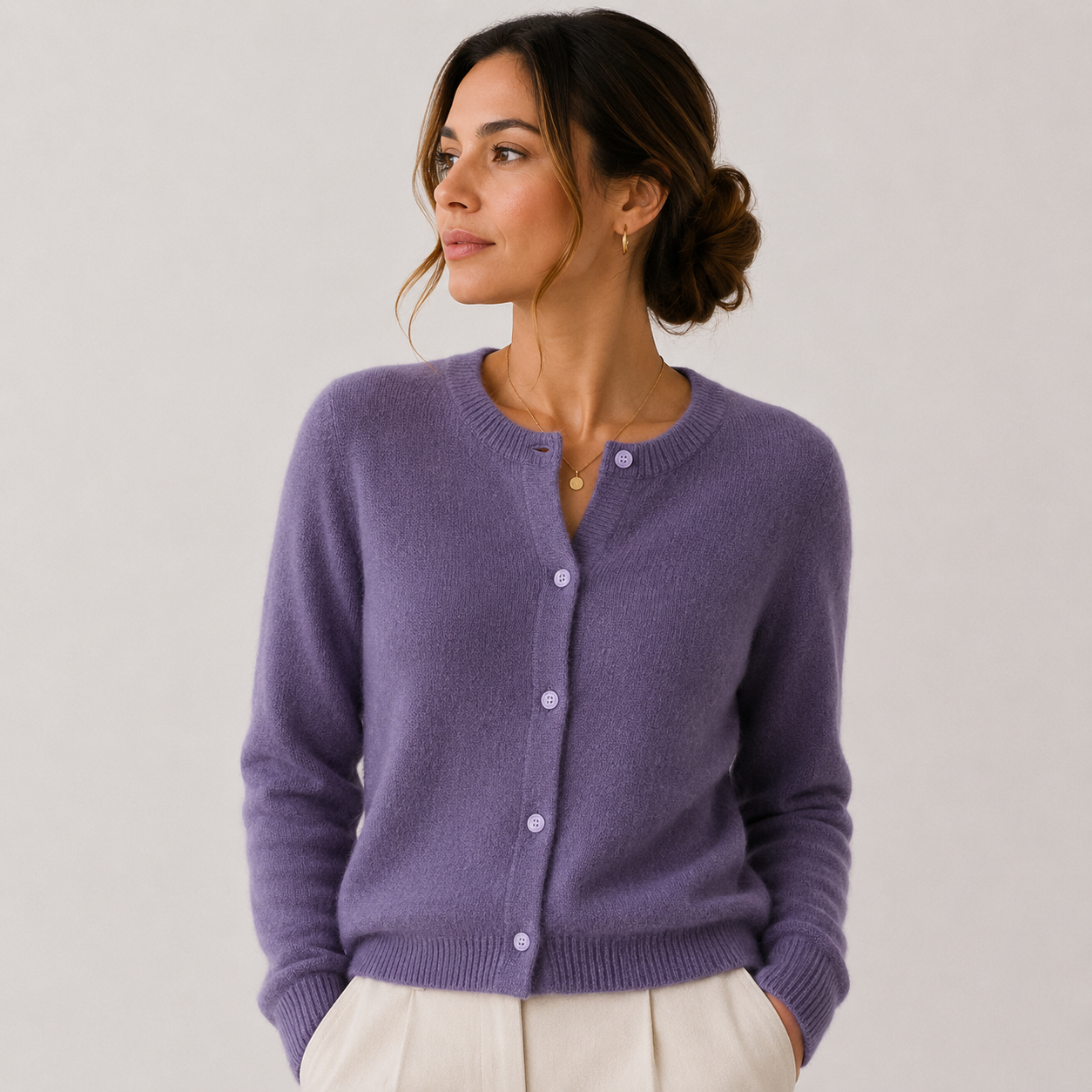 Women's Soft Knit Cardigan Classic Button Front Long Sleeve 6