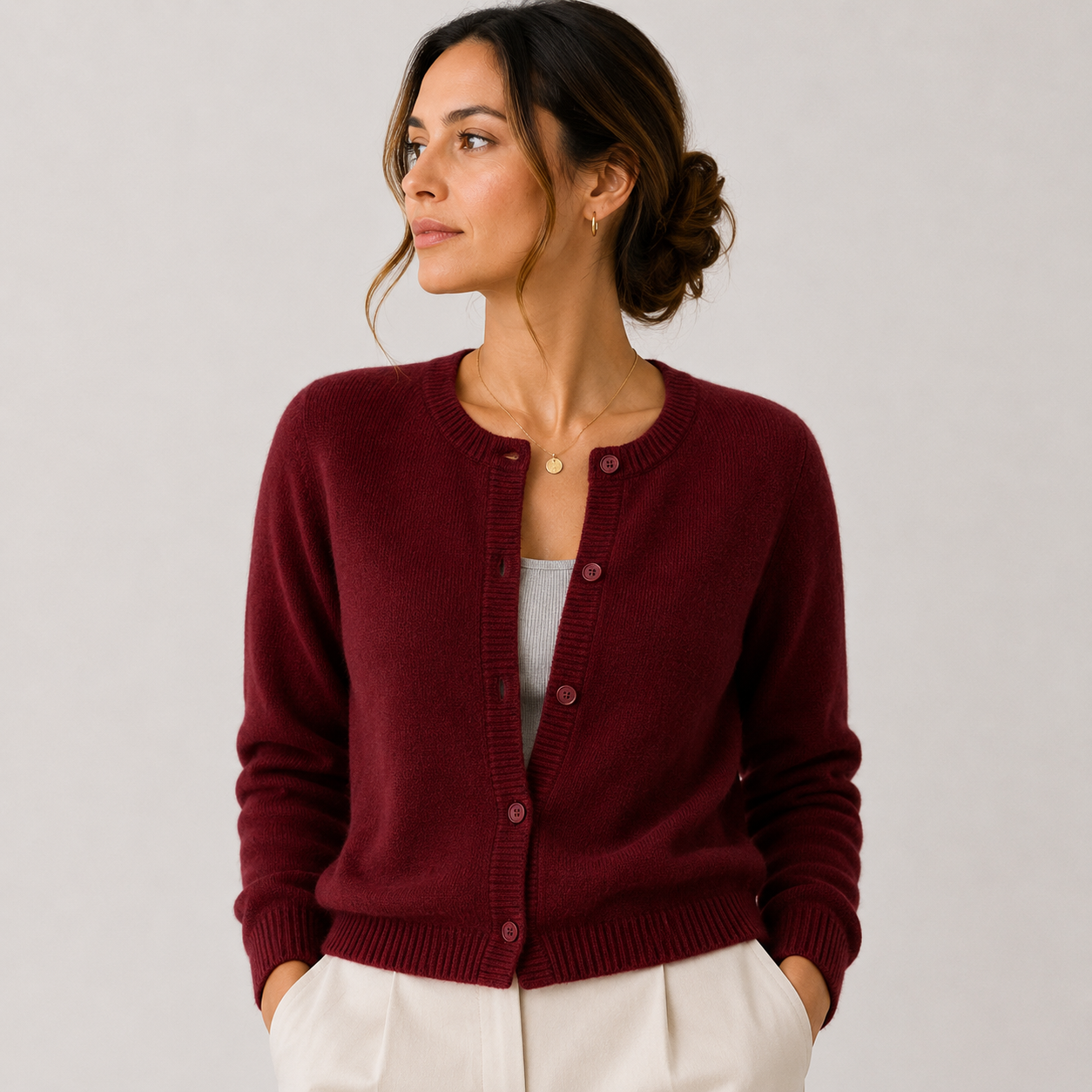 Women's Soft Knit Cardigan Classic Button Front Long Sleeve 9