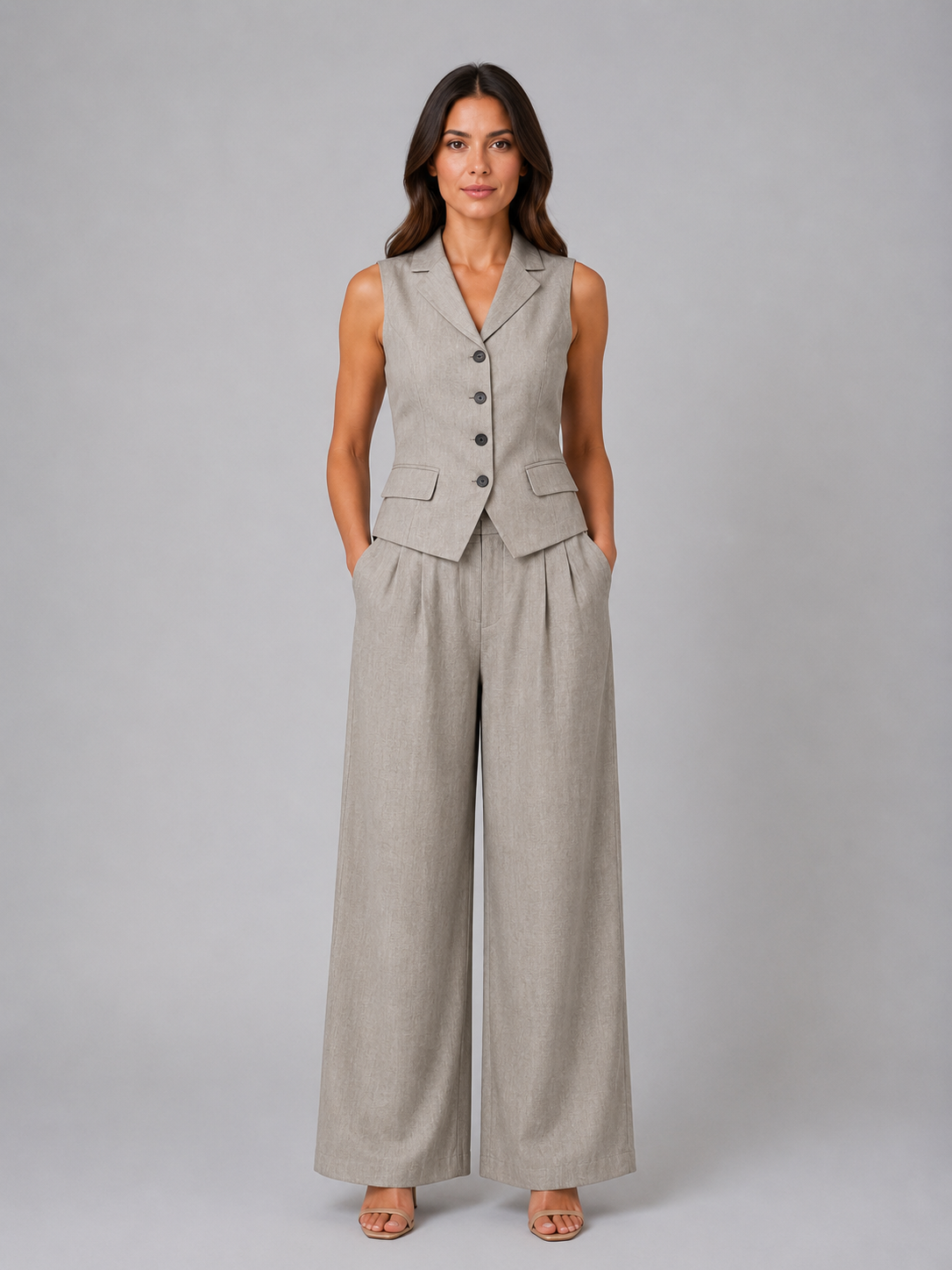 Women's Waistcoat Trouser Set UK – Wide Leg – The Serephine – image 5