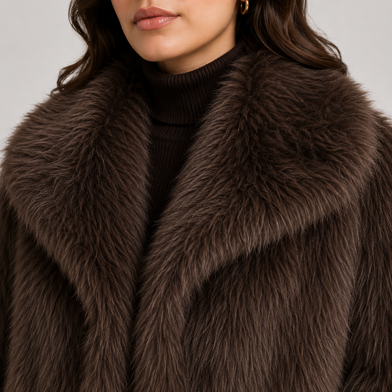 Women's Warm Faux Fur Look Jacket for Winter Elegant Outerwear 2