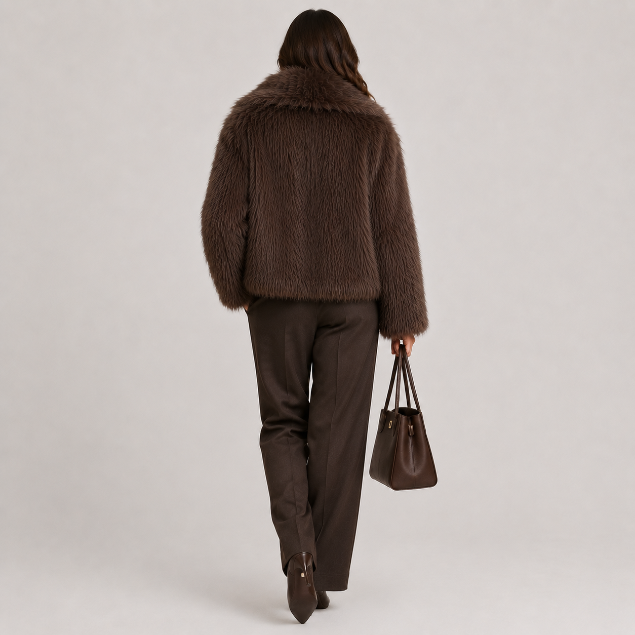 Women's Warm Faux Fur Look Jacket for Winter Elegant Outerwear 3