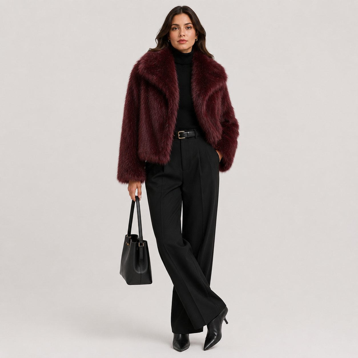 Women's Warm Faux Fur Look Jacket for Winter Elegant Outerwear 4