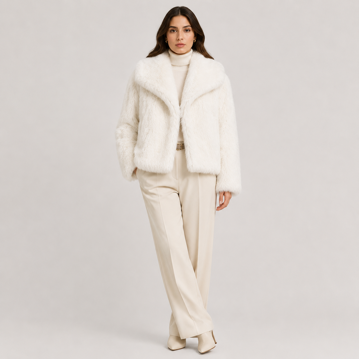 Women's Warm Faux Fur Look Jacket for Winter Elegant Outerwear 5