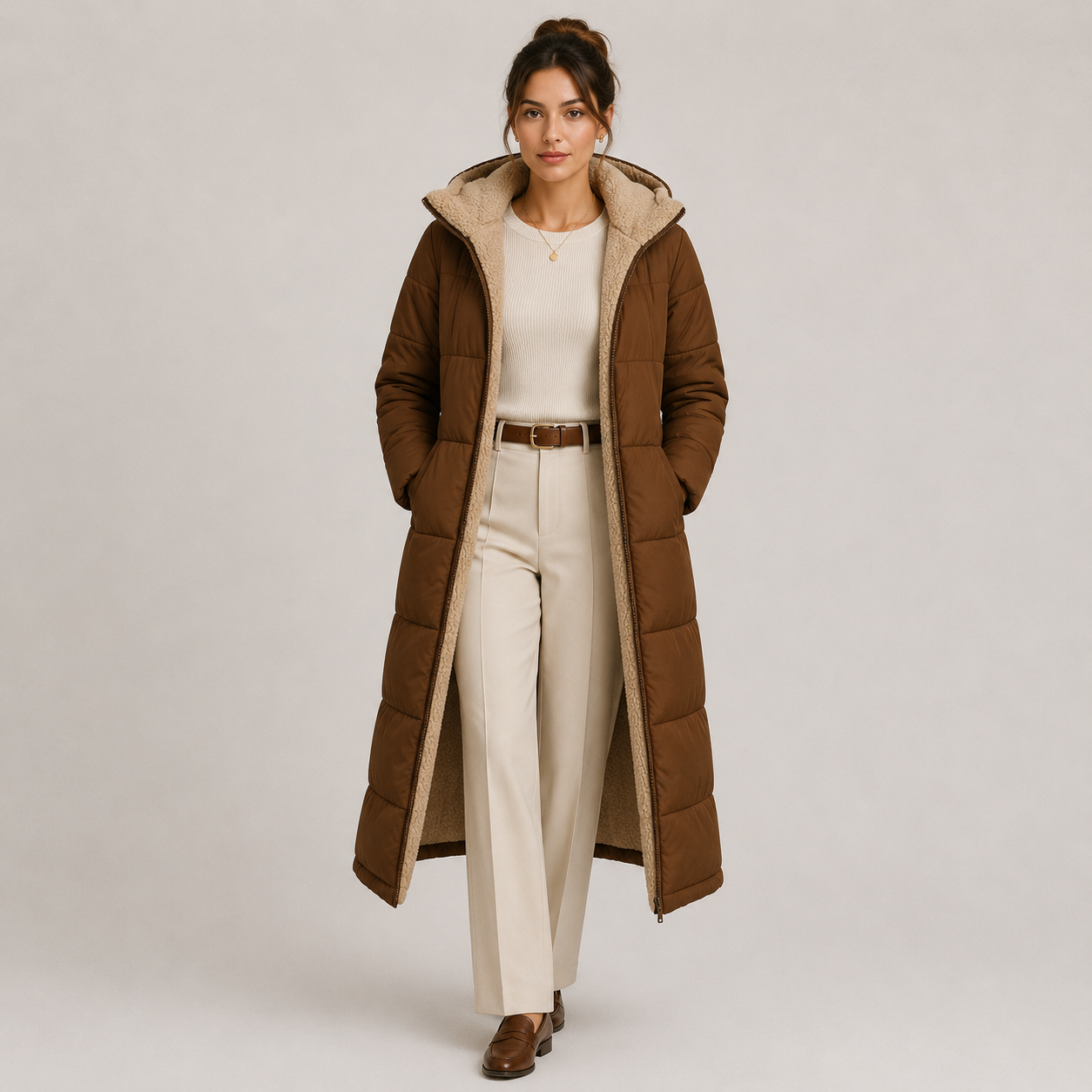 Women's Warm Long Hooded Winter Coat with Plush Lining 7