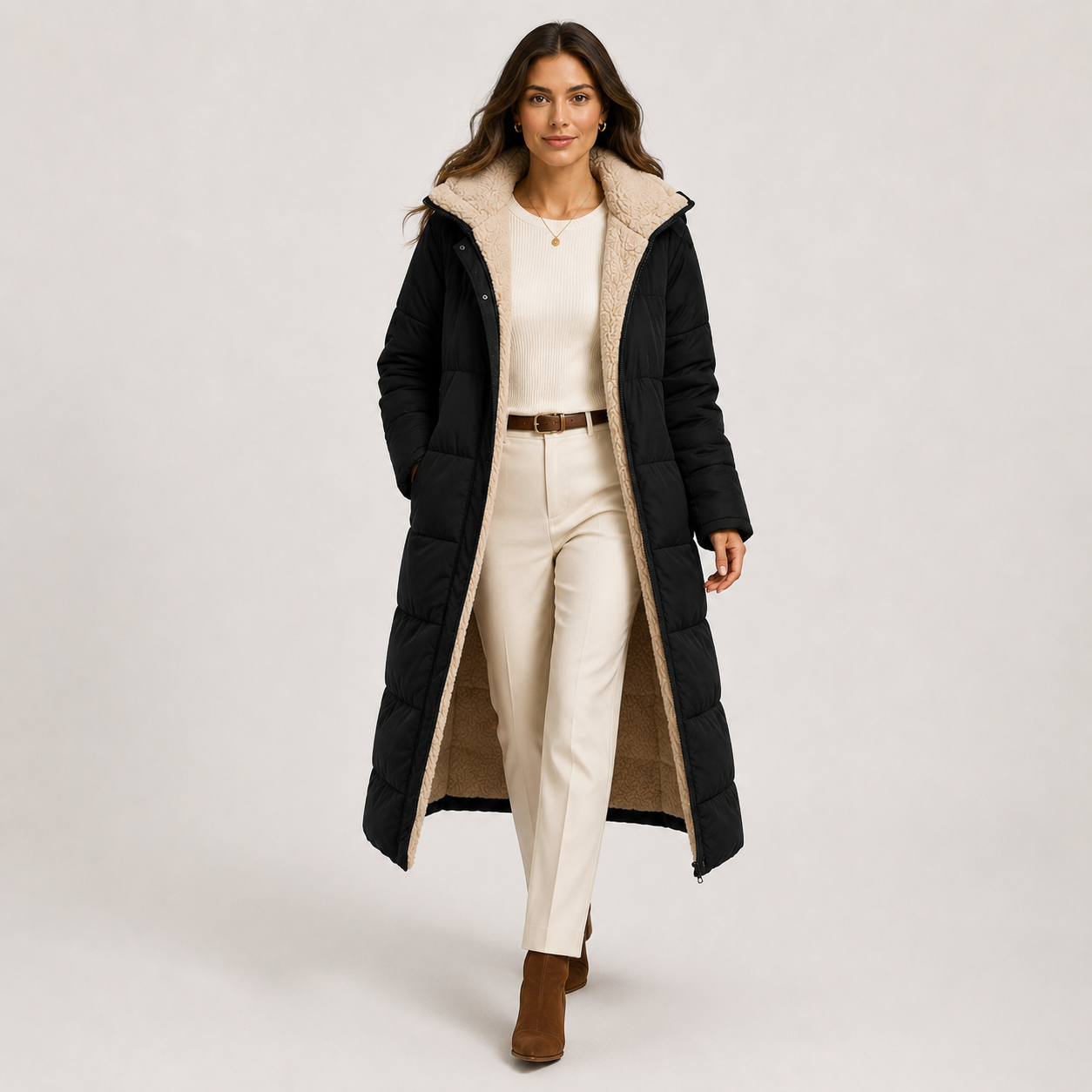 Women's Warm Long Hooded Winter Coat with Plush Lining 9