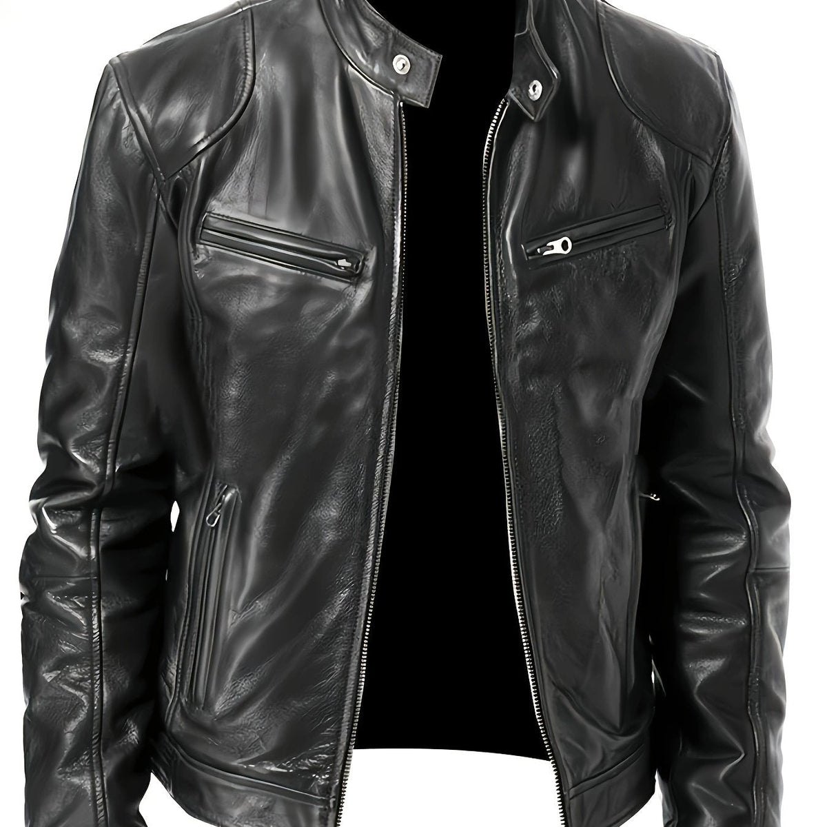 Men's pu leather moto jacket – The Bryson by Huna – view 1