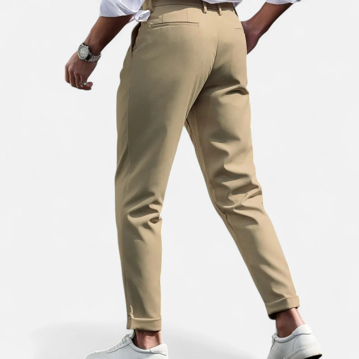 Men's slim fit pleated trousers – The Julian by Huna – product view 8