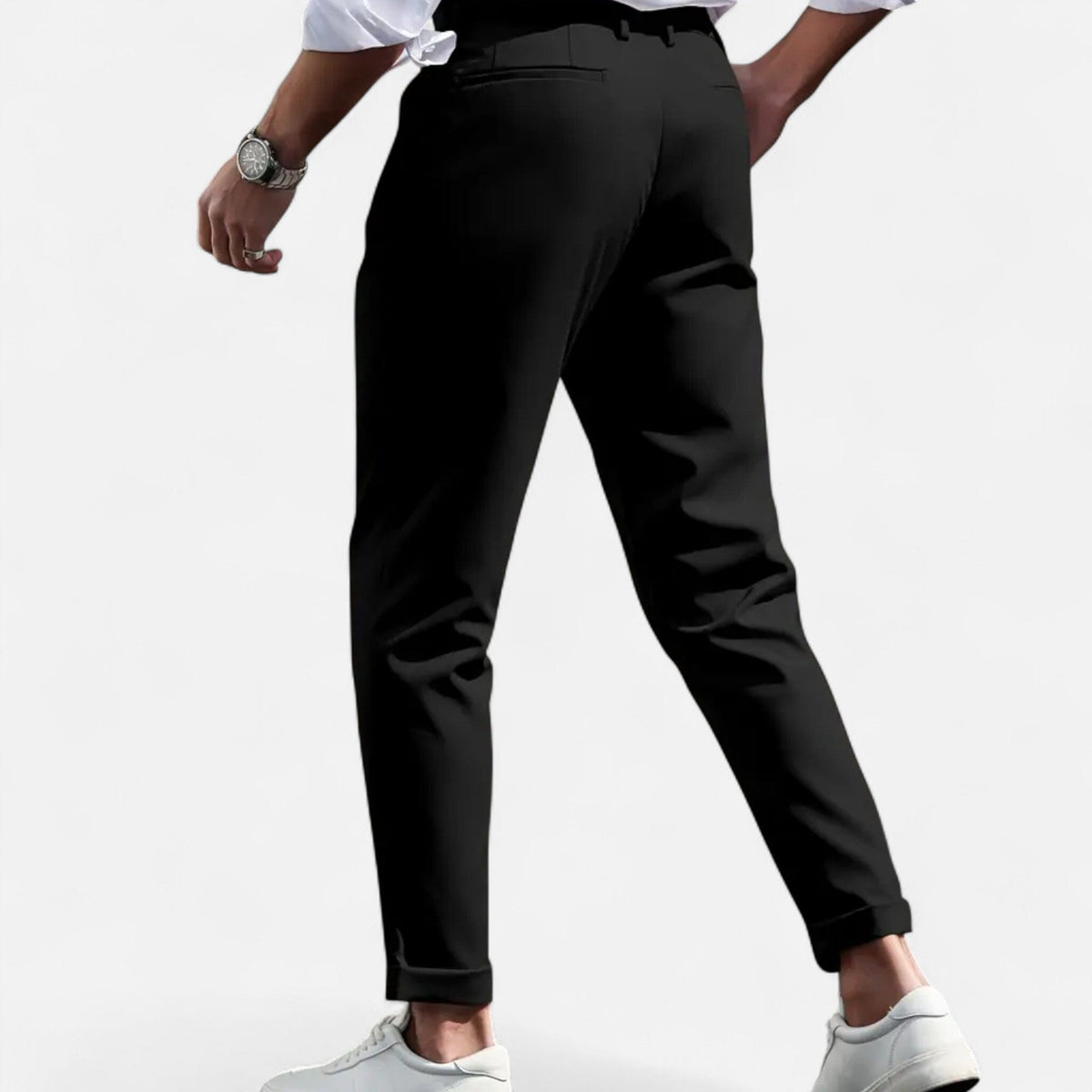 Men's slim fit pleated trousers – The Julian by Huna – product view 7