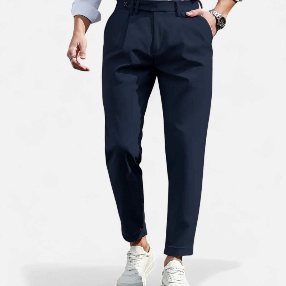 Men's slim fit pleated trousers – The Julian by Huna – product view 1