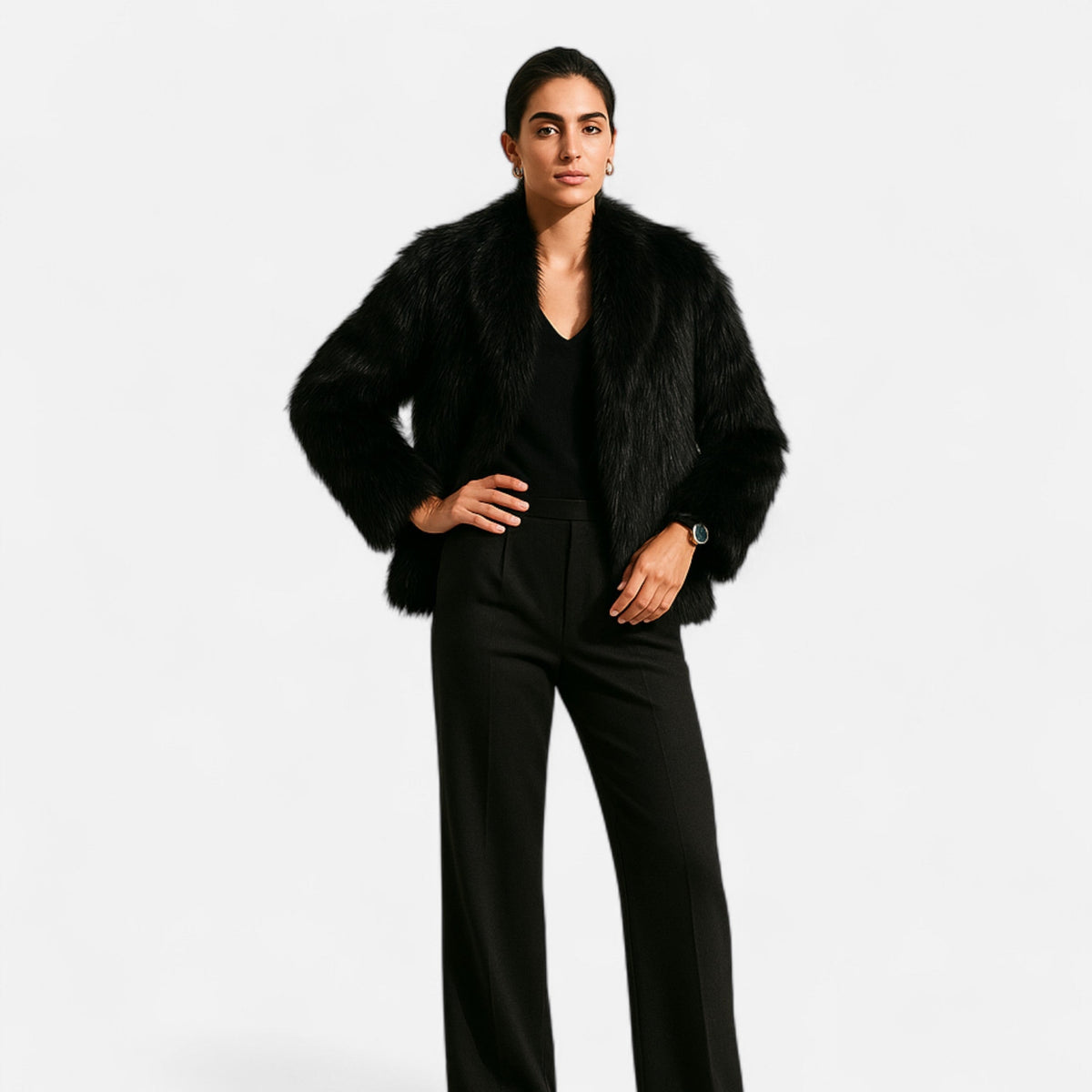 Women's Wrap Coat UK – fluid belted silhouette, view 3