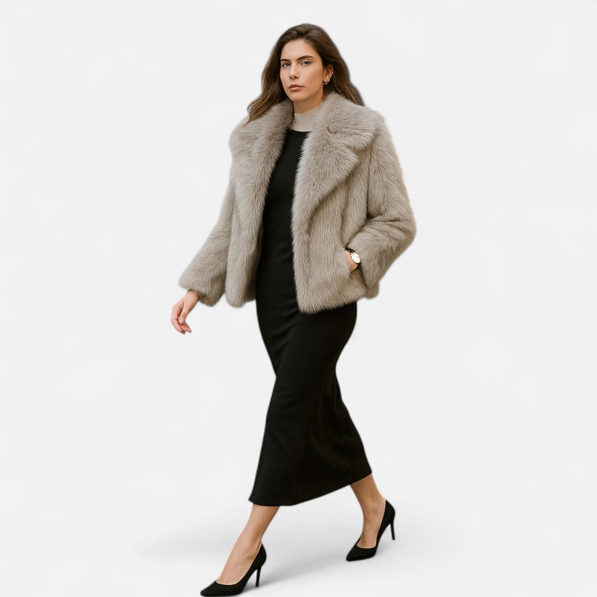 Women's Wrap Coat UK – fluid belted silhouette, view 8