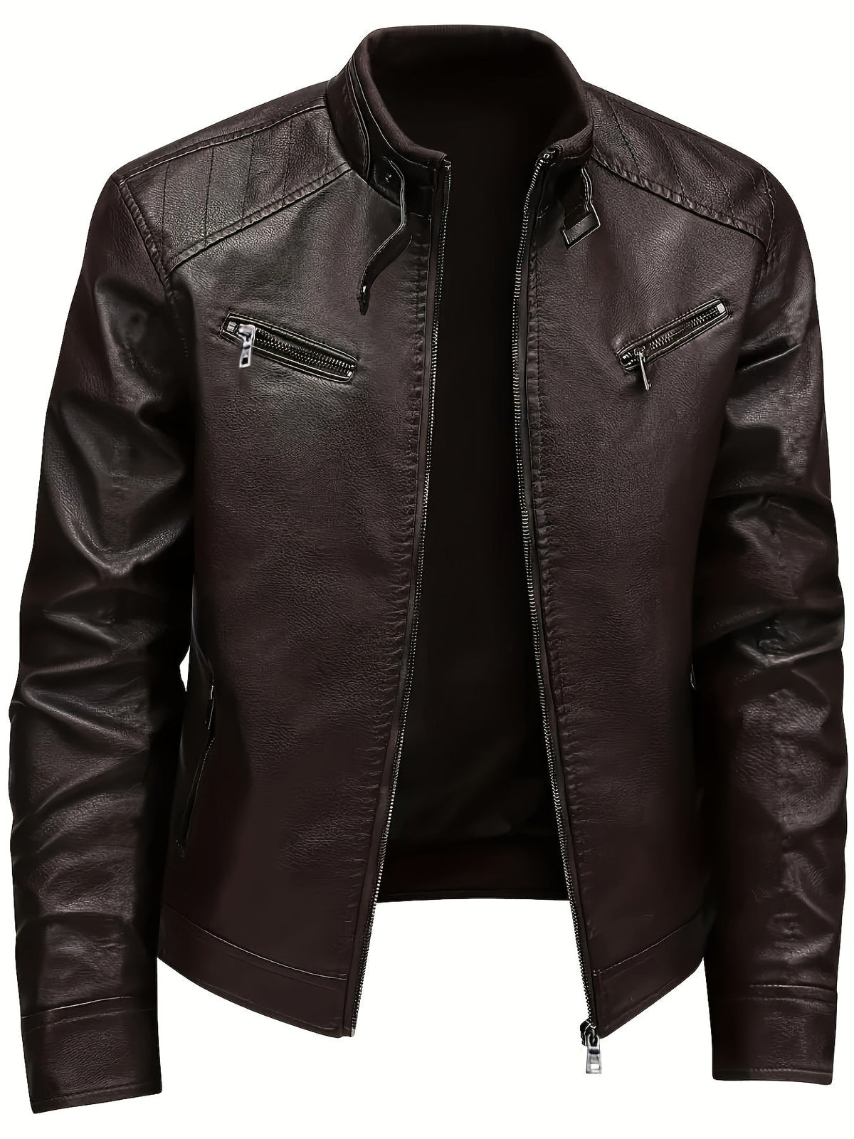 Men's pu leather moto jacket – The Tobin by Huna – view 2