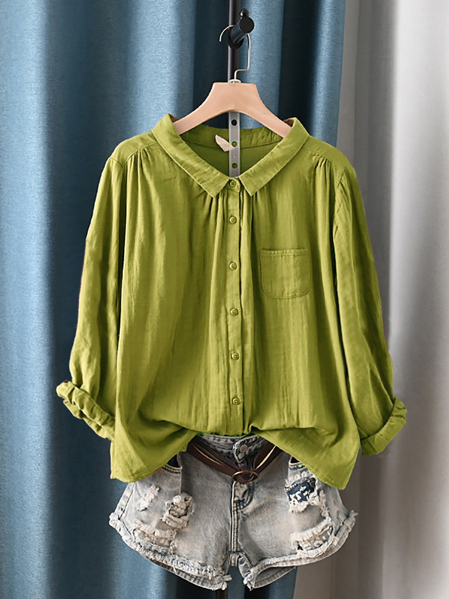 Women's Plus Size Cotton Top – round neck short or long sleeve, view 22 | The Calanthe | Huna
