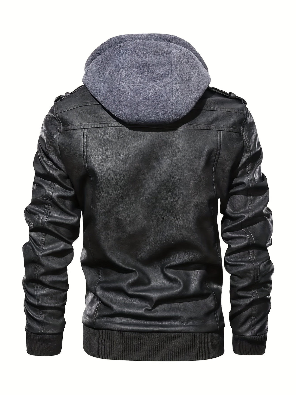 Men's hooded pu leather jacket – The Maddox by Huna – view 2