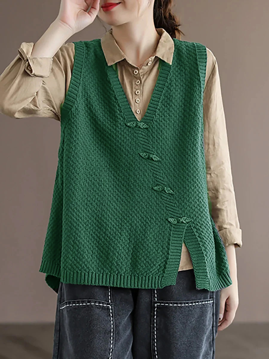 Women's Plus Size Button Knit Cardigan – cotton v-neck high-low hem, view 11 | The Ilaria | Huna