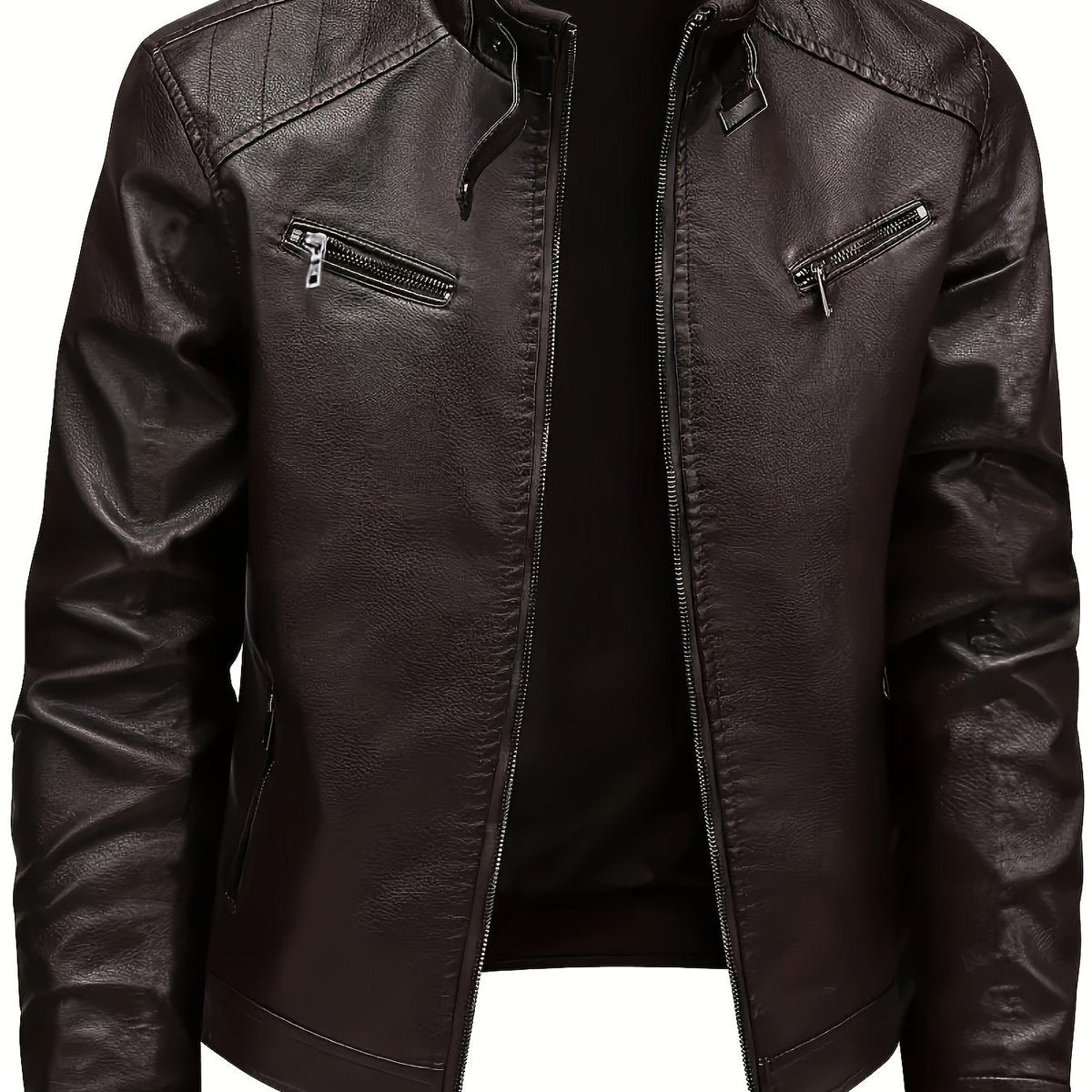 Men's pu leather moto jacket – The Tobin by Huna – view 1