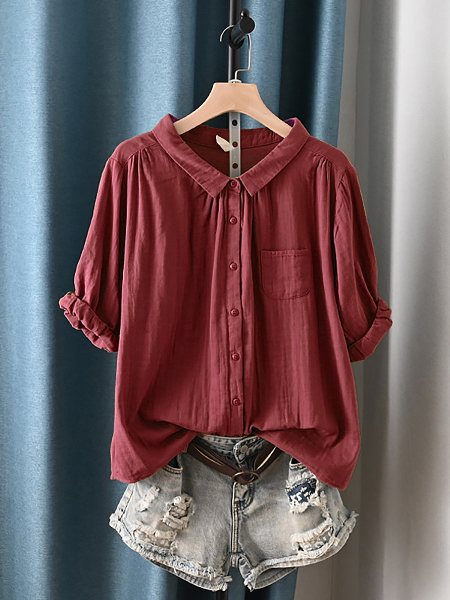 Women's Plus Size Cotton Top – round neck short or long sleeve, view 14 | The Calanthe | Huna
