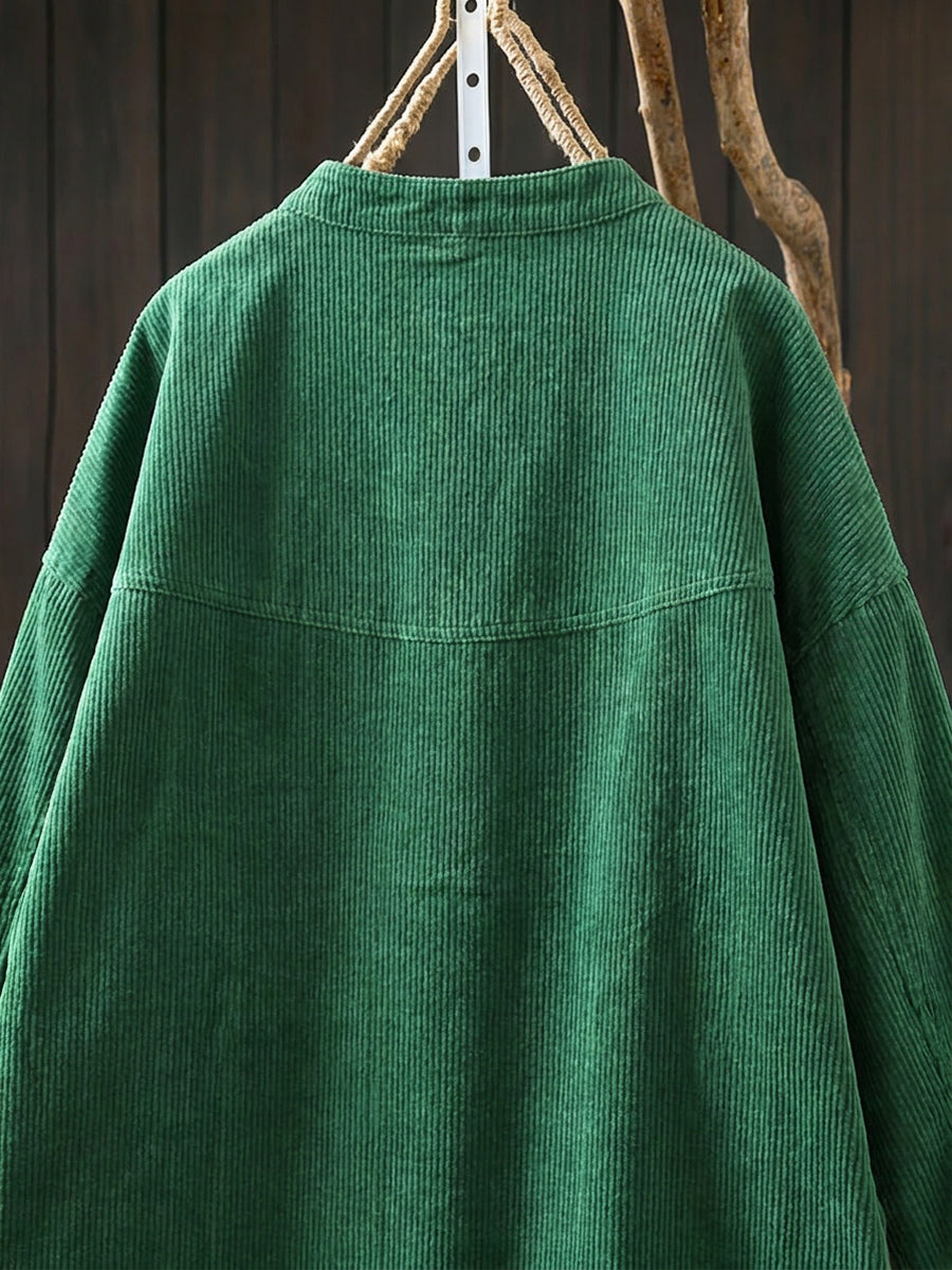Women's Plus Size Corduroy Jacket – vintage stand collar, view 4 | The Belphoebe | Huna