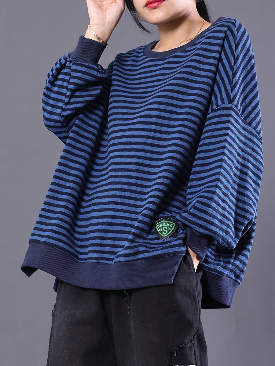 Women's Plus Size Cotton Sweatshirt – patterned relaxed layer, view 8 | The Zephyra | Huna