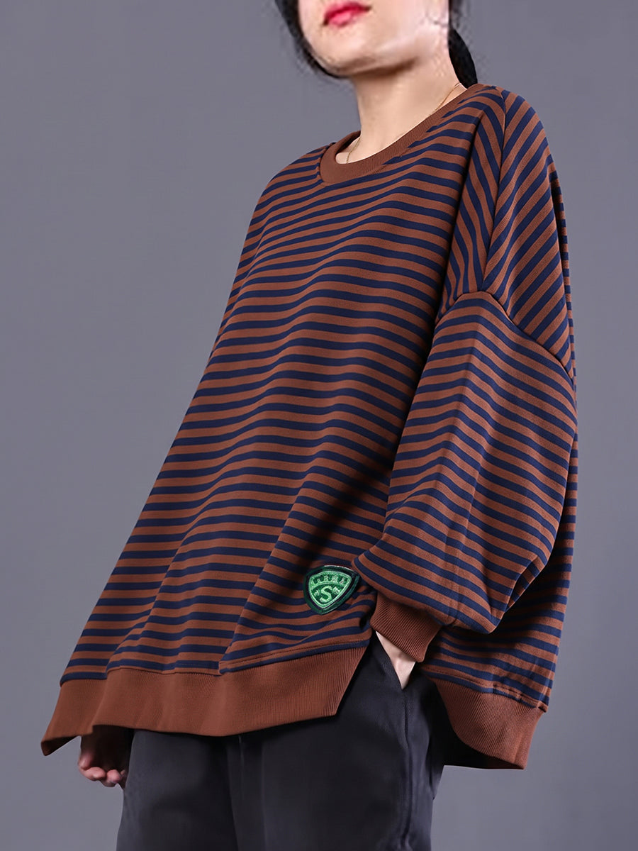 Women's Plus Size Cotton Sweatshirt – patterned relaxed layer, view 10 | The Zephyra | Huna