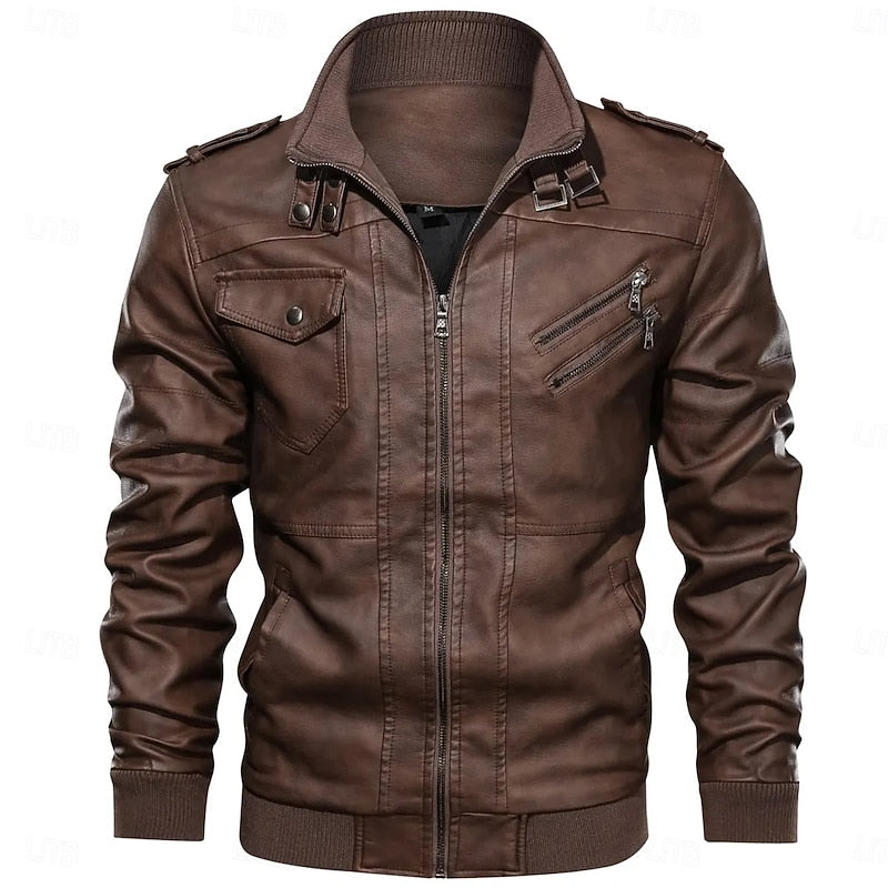 Men's pu leather biker jacket – The Franklin by Huna – view 2