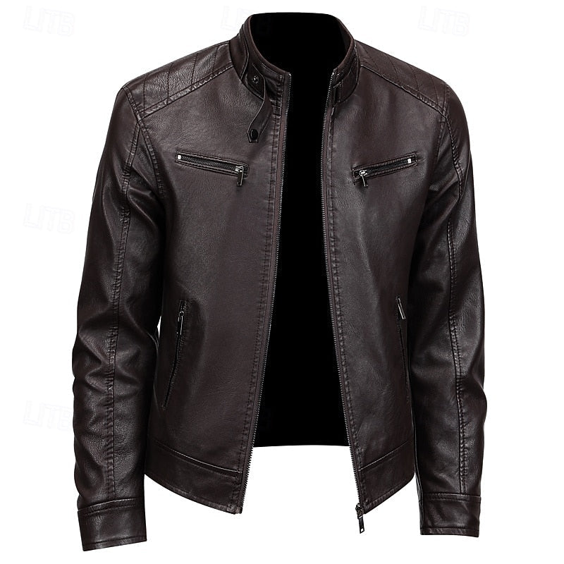 Men's pu leather moto jacket – The Mercer by Huna – view 1