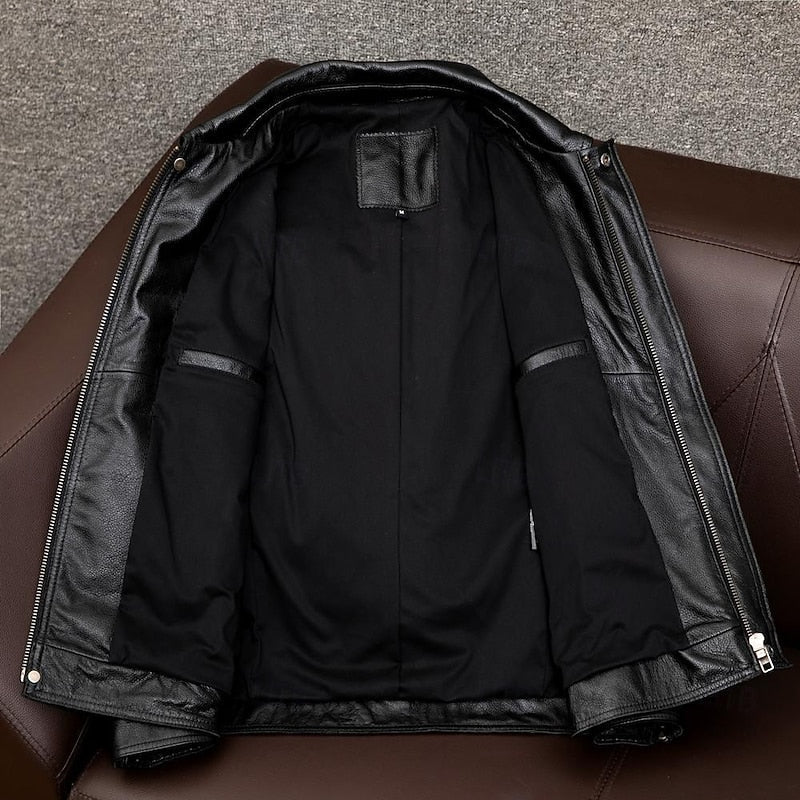 Men's pu leather collared jacket – The Anthony by Huna – view 4