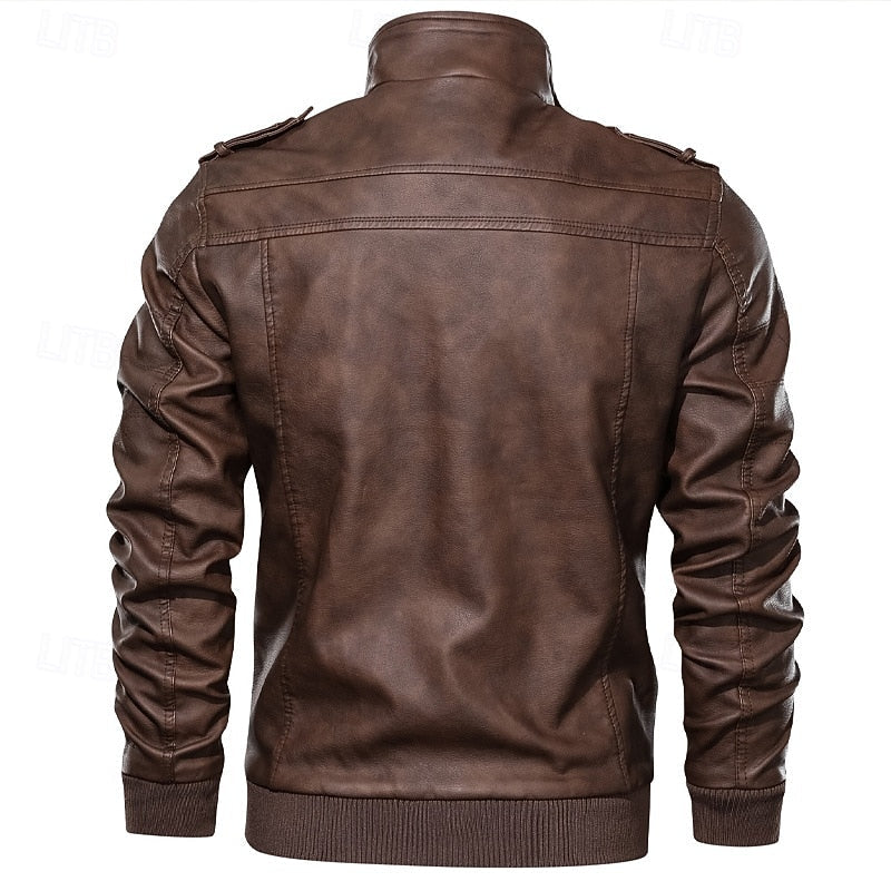 Men's pu leather biker jacket – The Franklin by Huna – view 3