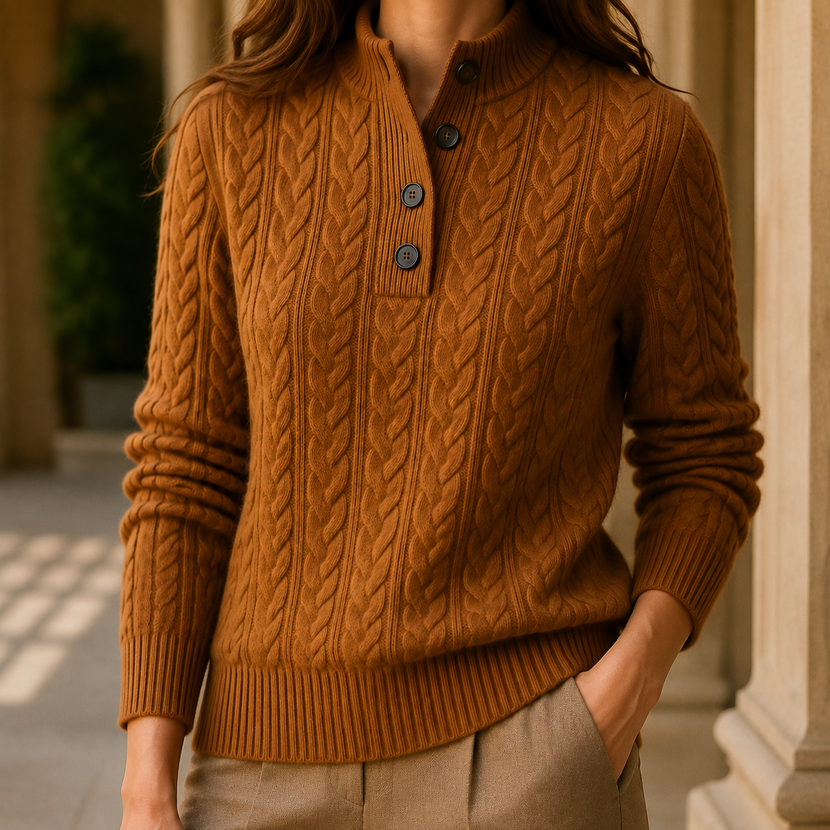 Women's Cashmere Jumper UK – Classic Crew Neck – The Amarante – image 1