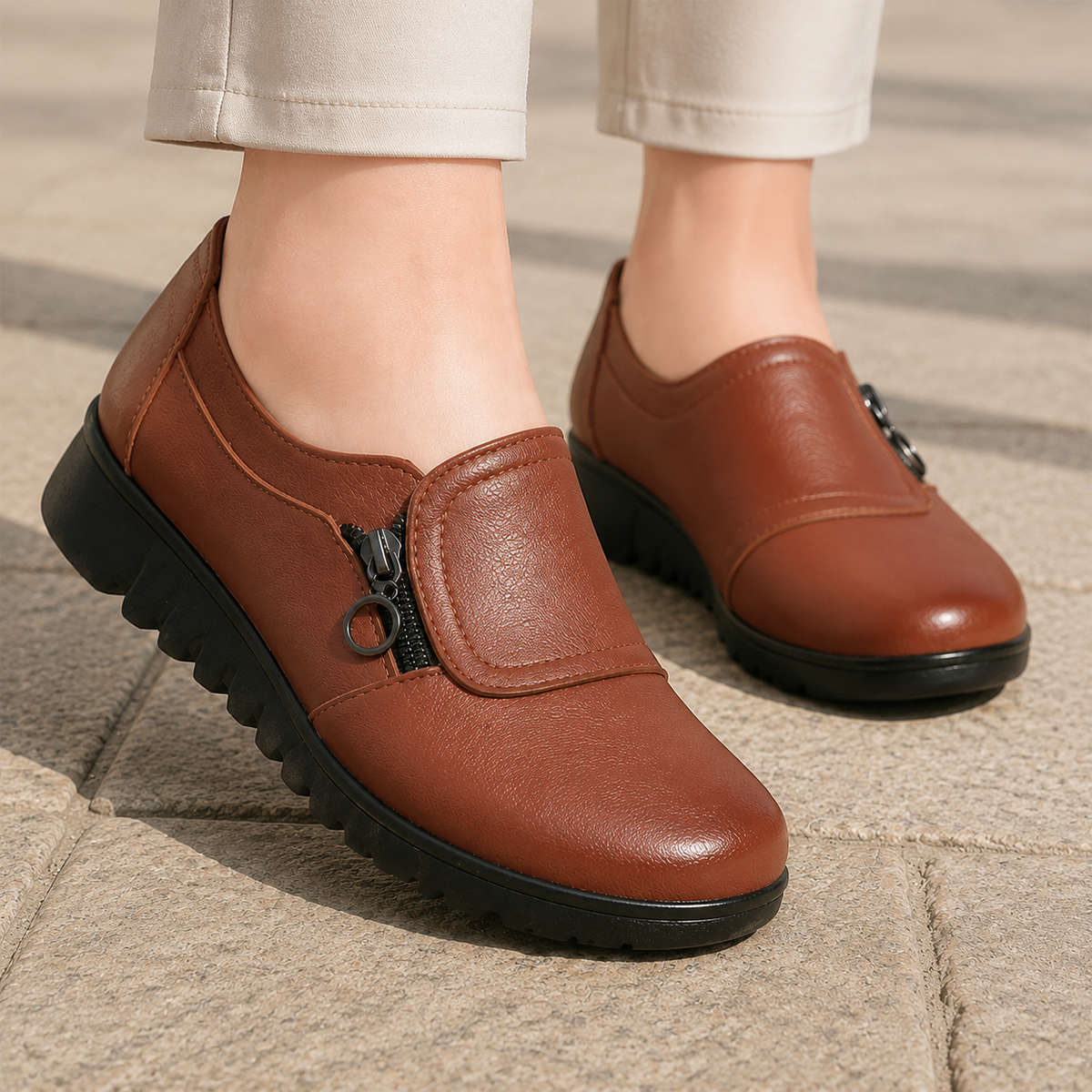 Women's Comfort Zip Shoes – padded closed toe, view 1 | The Lavinia | Huna