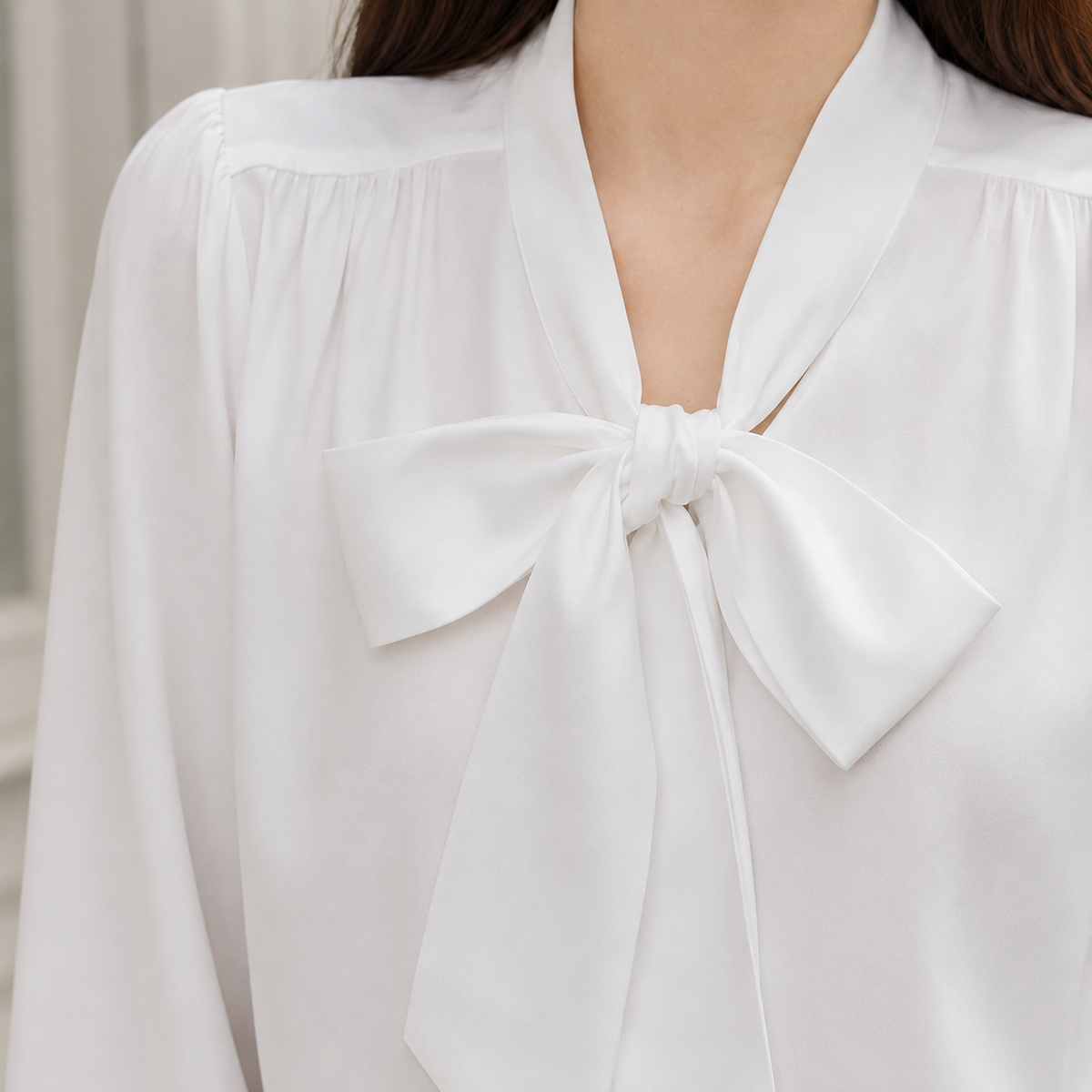 Women's Bow Blouse UK – Long Sleeve – The Ariettine – image 2