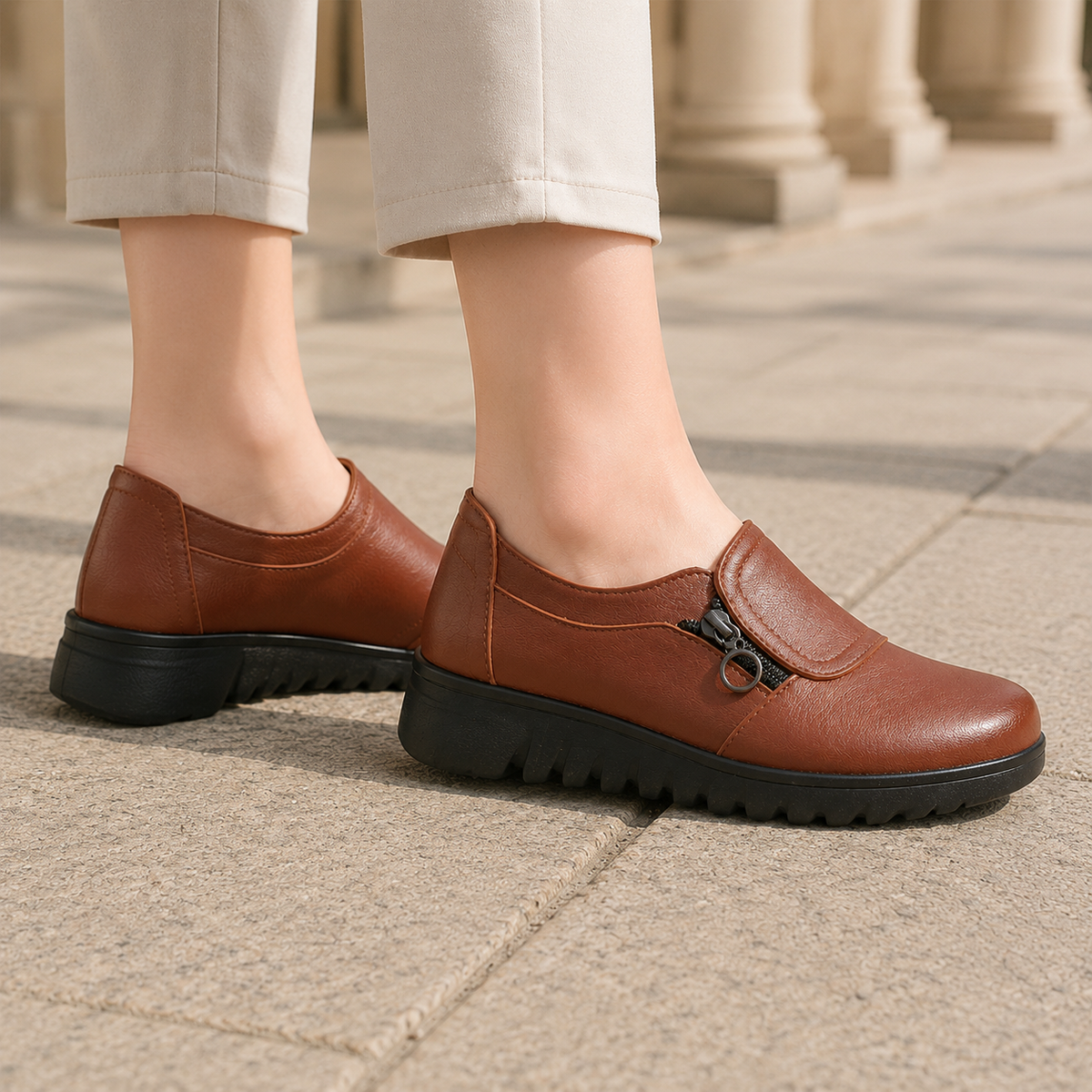 Women's Comfort Zip Shoes – padded closed toe, view 2 | The Lavinia | Huna