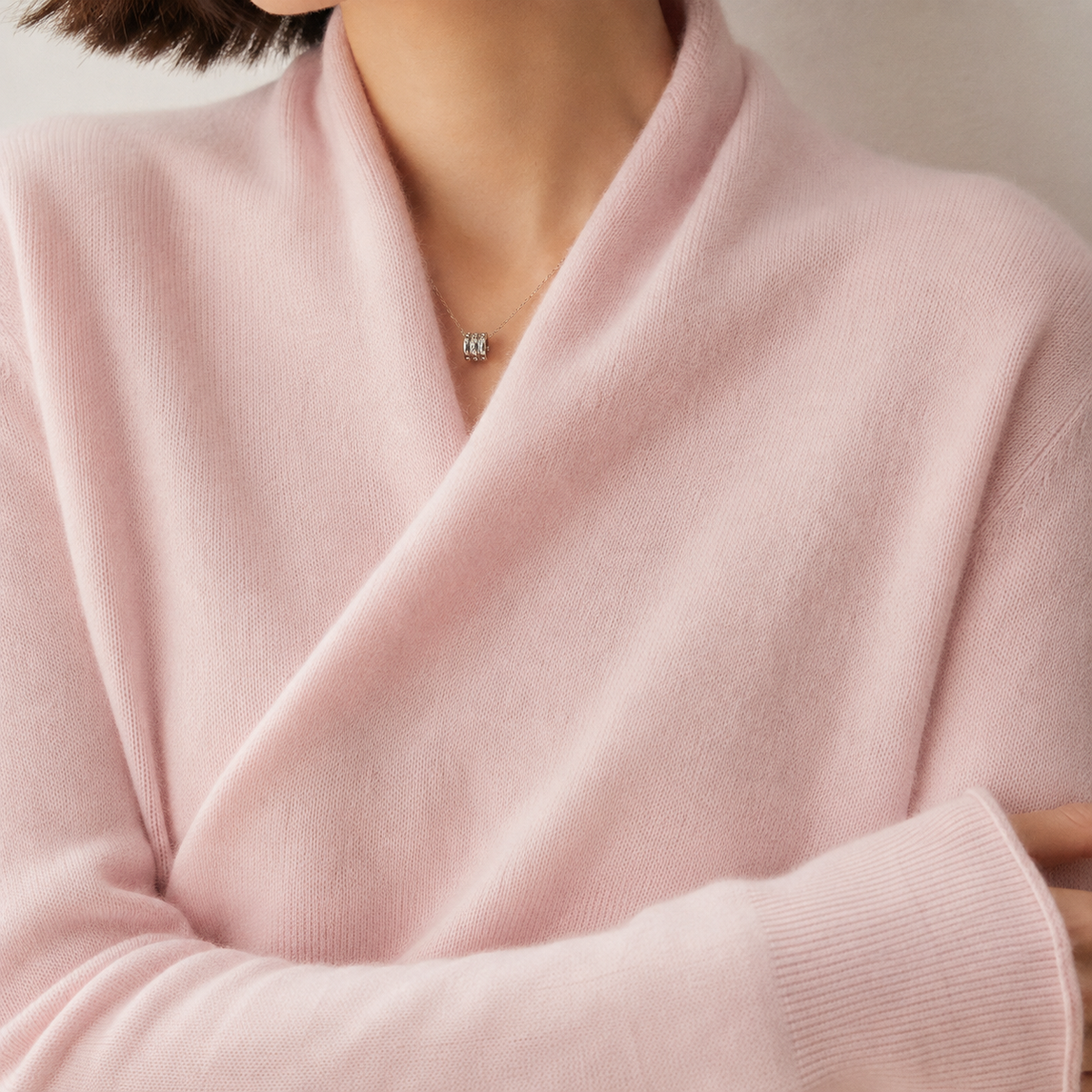 Women's Cashmere Wrap Jumper – shawl neck knit – product view 2