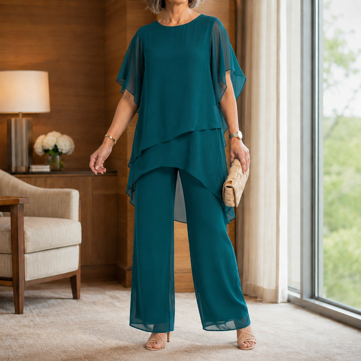Women's Asymmetric Trouser Set UK – Elegant Co-ord – The Evelisse – image 3