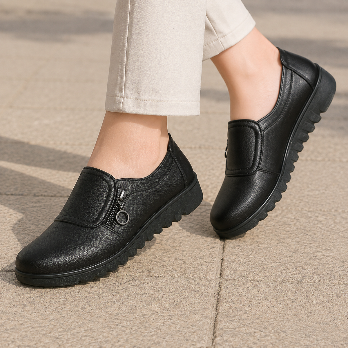 Women's Comfort Zip Shoes – padded closed toe, view 4 | The Lavinia | Huna