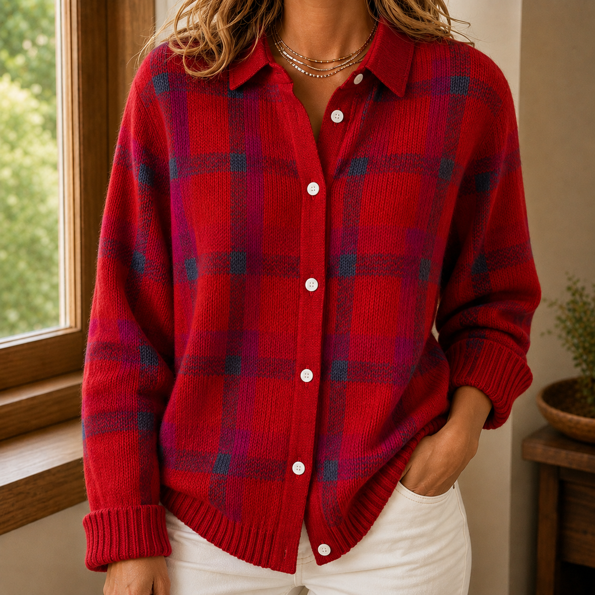 Women's Checked Jumper UK – heritage pattern, view 4