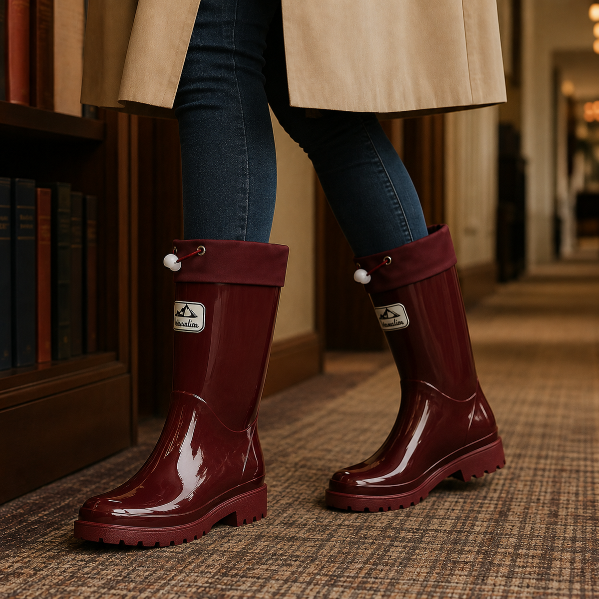 Women's Drawstring Rain Boots UK – weather ready, view 4