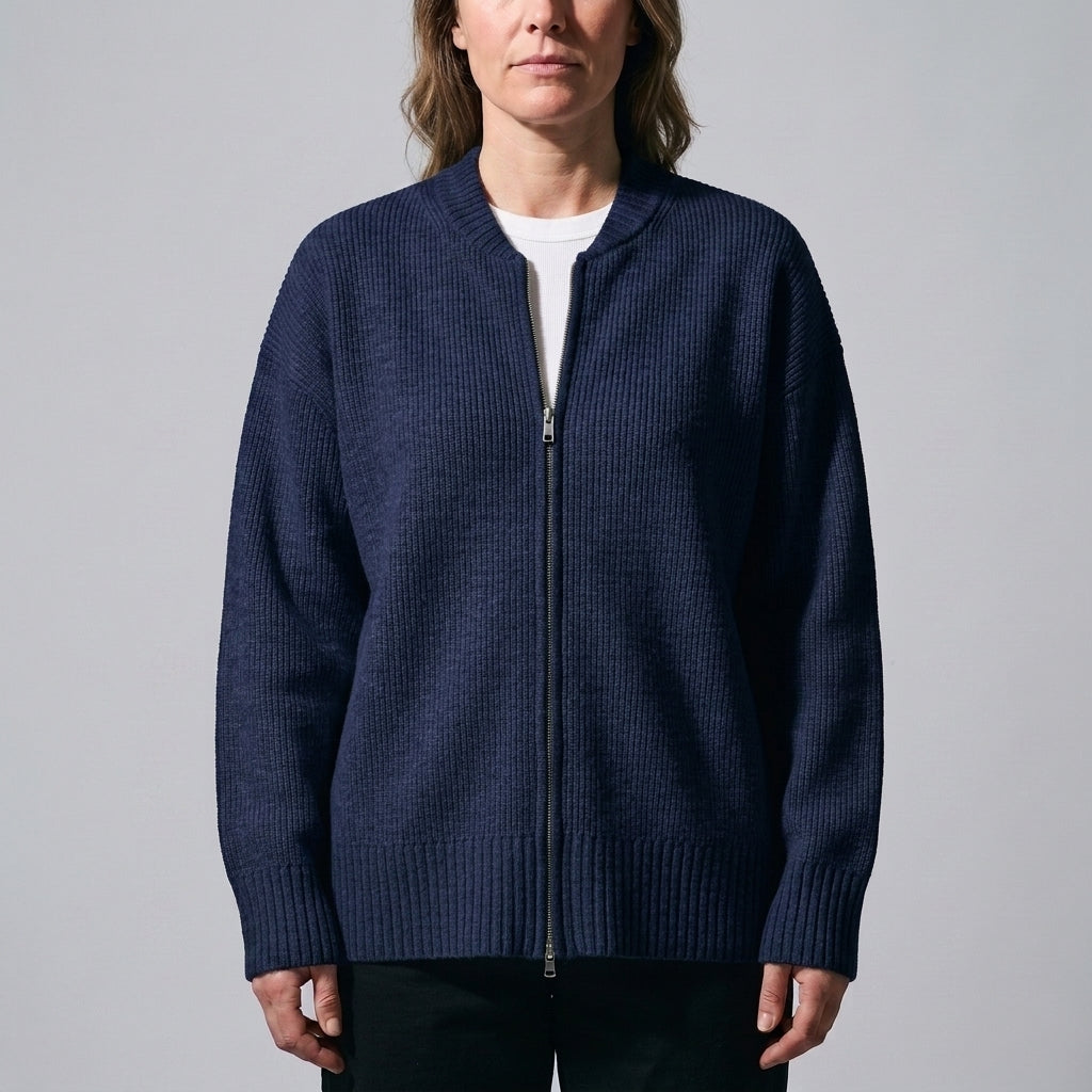 Women's Zip Up Cardigan UK – ribbed relaxed fit, view 5