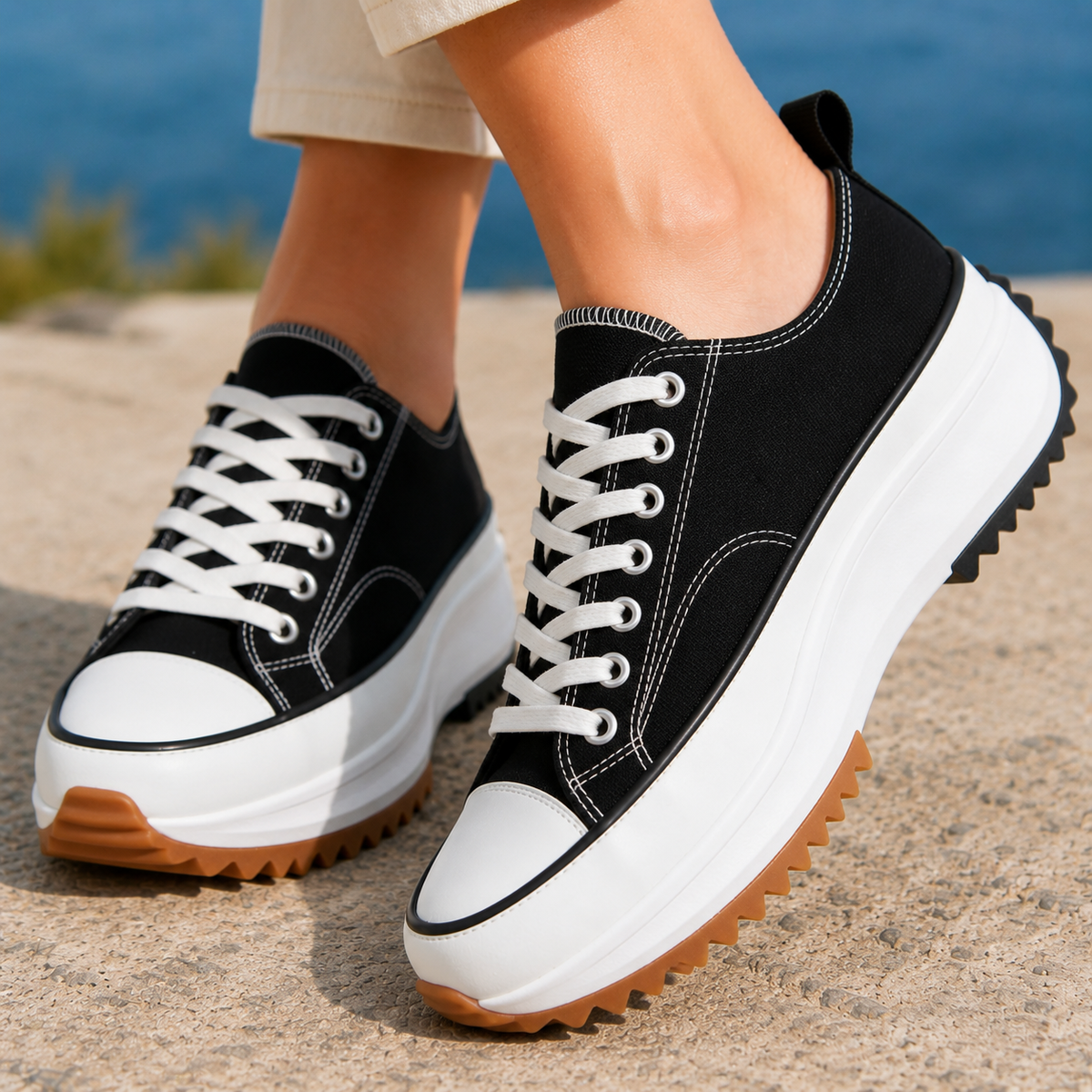 Women's Platform Trainers – lugged contrast sole, view 5 | The Nephele | Huna