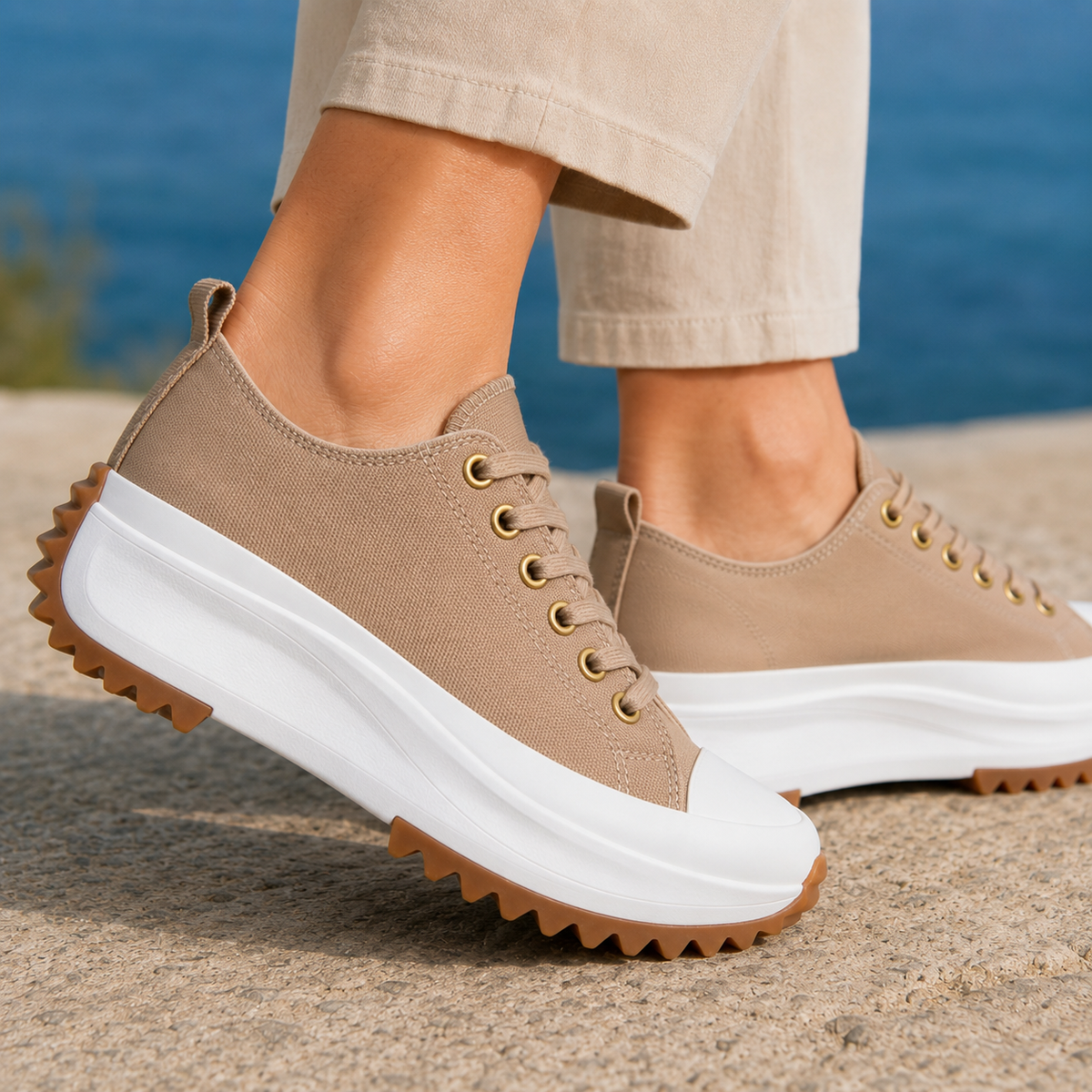 Women's Platform Trainers – lugged contrast sole, view 6 | The Nephele | Huna