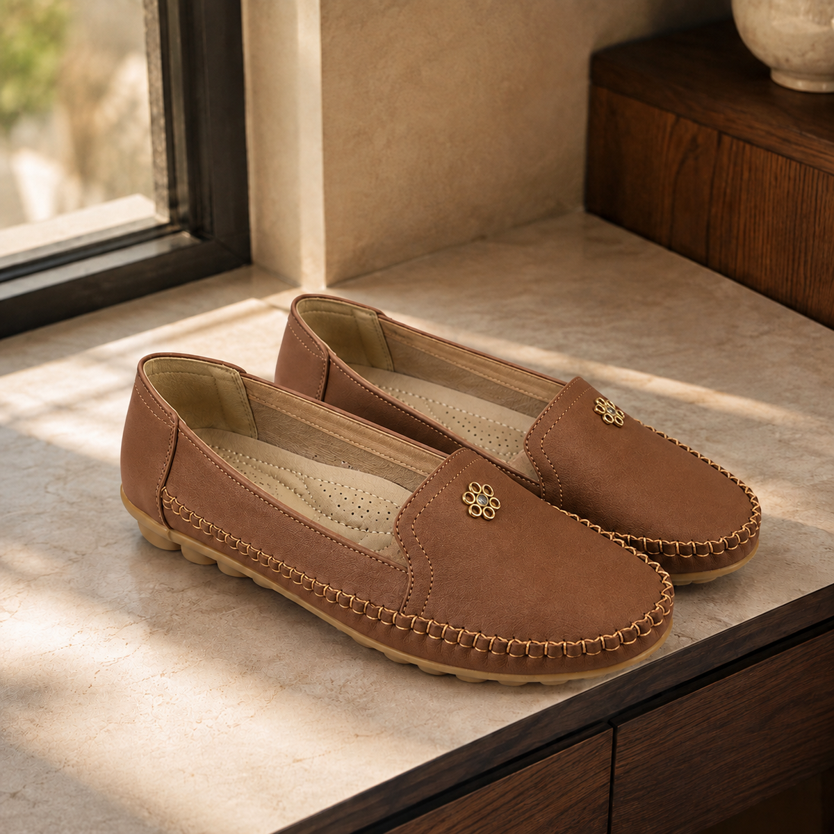 Women's Orthopaedic Leather Loafers – flexible walking fit, view 6 | The Rhiannon | Huna