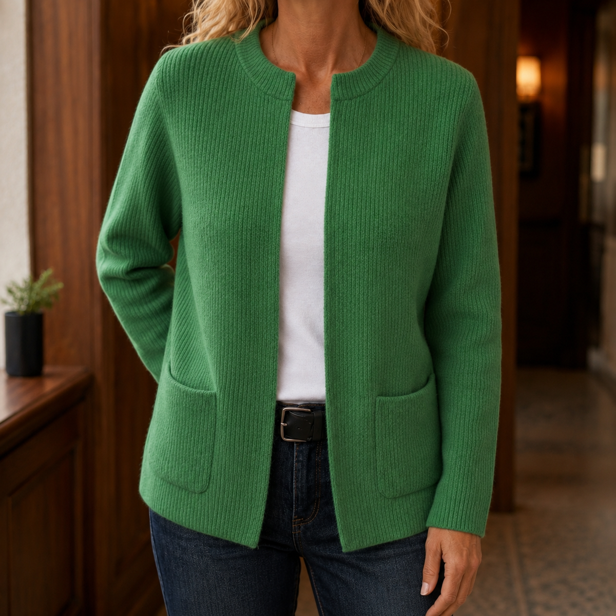 Women's Ribbed Cardigan UK – Button Front – The Rosamonde – image 7