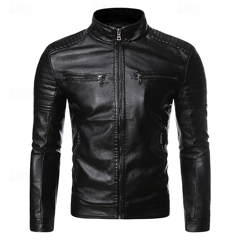 Men's pu leather biker jacket – The Chandler by Huna – view 7