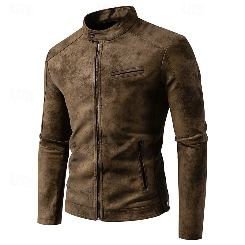 Men's pu leather biker jacket – The Chase by Huna – view 2
