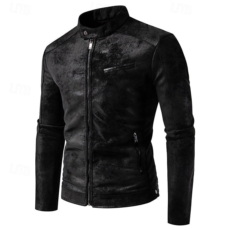 Men's pu leather biker jacket – The Chase by Huna – view 5
