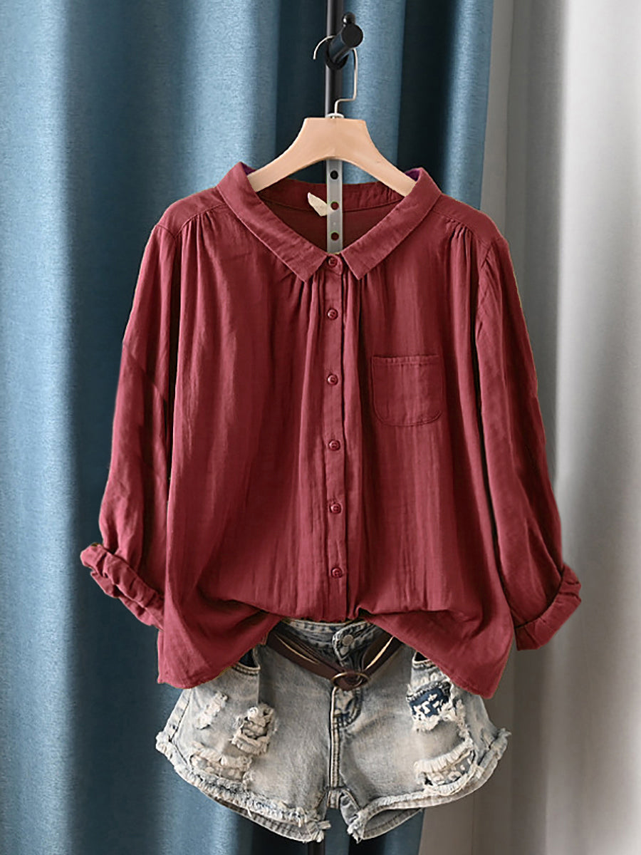 Women's Plus Size Cotton Top – round neck short or long sleeve, view 19 | The Calanthe | Huna